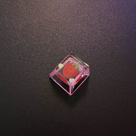 Pink Translucent Strawberry Keycap for OEM Mechanical Keyboard with Cross Axis - Picture 2 of 3